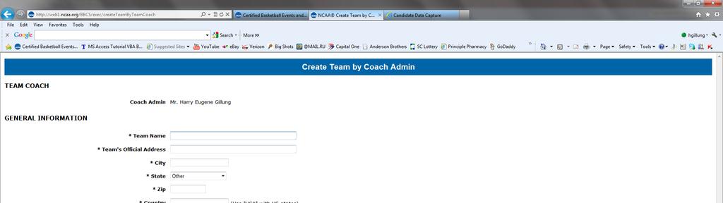 Create your team(s) by clicking on the Create Team button.