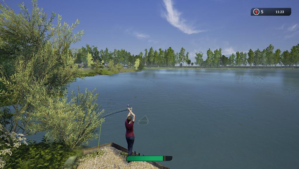 In order to enter the casting state, click the left trigger while in game at the waters edge and a power bar will then appear. 3.