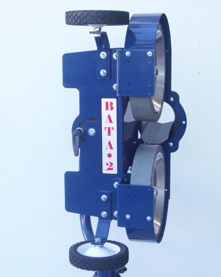 TRANSPORT WHEELS BATA-2 Installation: Insert each of the four 5/16 x 1 hex bolts through the frame of the machine with the heads of the bolts on the back side of the plate.