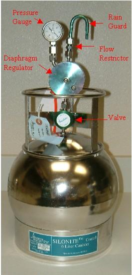 Figure 1-1: Stainless Steel Silonite Coated Canister Preconcentration The air sample from the canister is directed to a pre-concentrator which traps the VOCs and remove much of the excess air in the