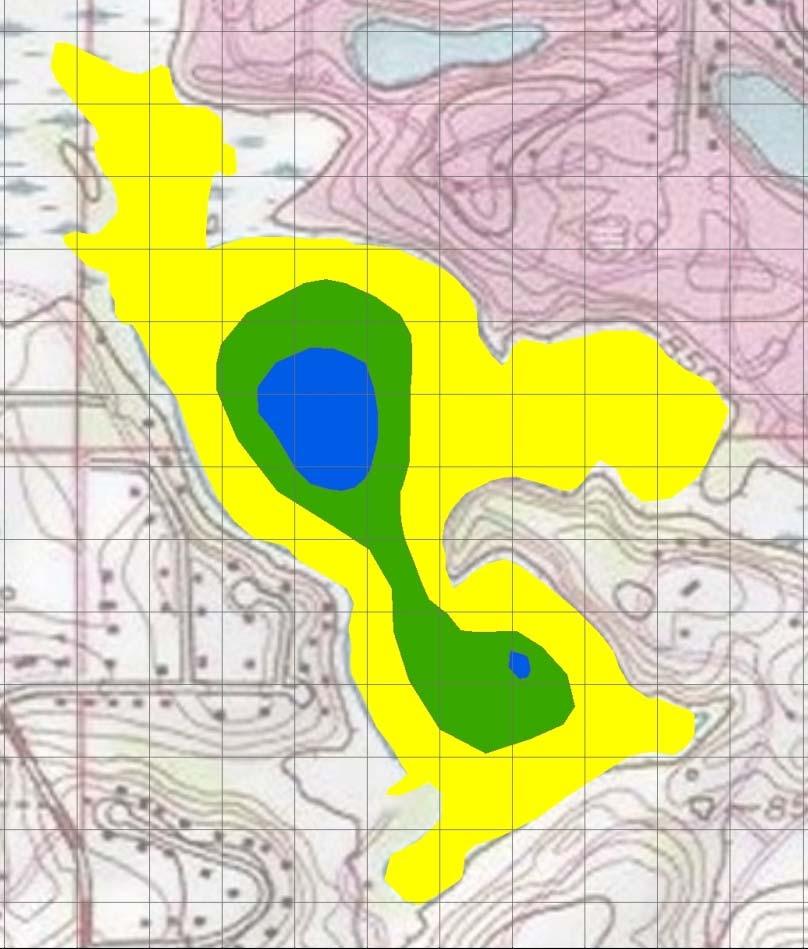 Red Rock Lake Zebra Mussel Habitat Suitability Map Yellow = moderate