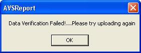 If a transmission error occurs, the report software screen will indicate that the data verification failed.