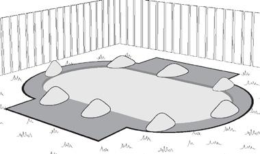 Remember, your pool must be level across the diameter of the pool. (Image 8) b. Small dips and hollows may be filled in, but the soil must be hard-packed with a tamping tool. 8 c.