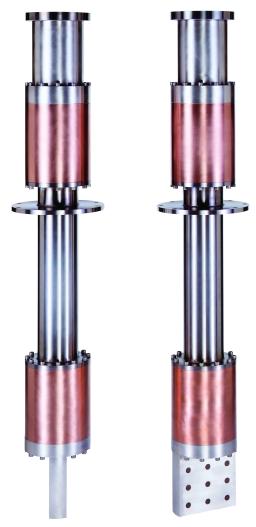 These high efficiency heat exchangers use the heat capacity of cold helium vapor to counterflow the incoming conductive and resistive heat, thereby minimizing the liquid helium consumption.