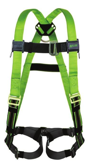 Designed with patented DuraFlex stretchable webbing for greater comfort, safety and productivity Quick-connect buckles on the chest and leg straps for easy donning; specially-woven, breathable,