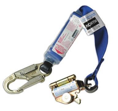 6 m) web lanyard with energy absorber and snap hook. For use with 5/8-in. (16 mm) synthetic rope. Automatic rope grab with panic lock feature with 2-ft. (0.6 m) web lanyard and snap hook.