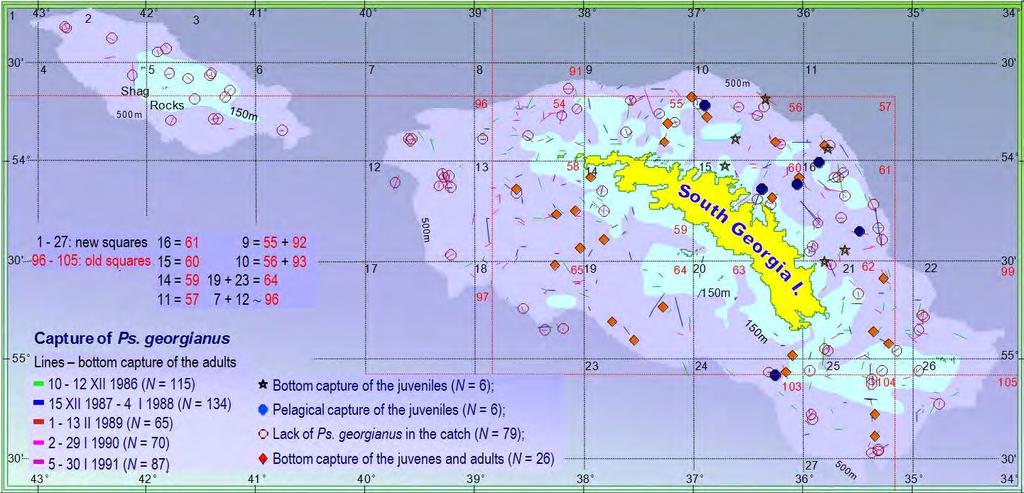 4 Economic Competition for High Profits from Antarctic Living Resources in Their Protection Area Fig. 4 Controls hauls in the squares of CCAMLR statistical area, No 48.