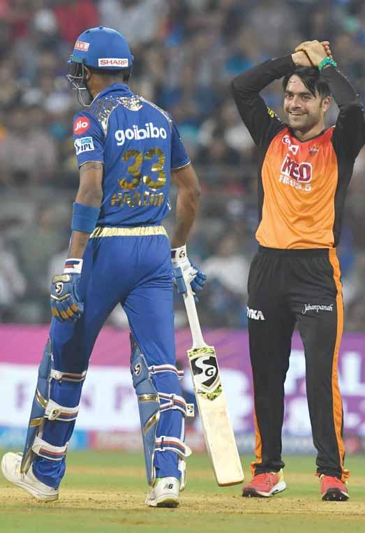 4 Gulf Times CRICKET INDIAN PREMIER LEAGUE Bowlers lead SRH to 31-run win over Mumbai Indians Sunrisers bowlers fired in unison as Mumbai crashed to an embarrassing loss at home IANS Mumbai Sunrisers