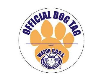 Official Dog Tags Disposable Name Tag stickers for WatchDOGS to wear when volunteering at school -or- for everyone to wear during Launch Events!