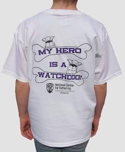 My Hero Short Sleeve T-Shirt This is a preshrunk white Gildan Ultra Cotton T-Shirt with a full-color Standing logo on