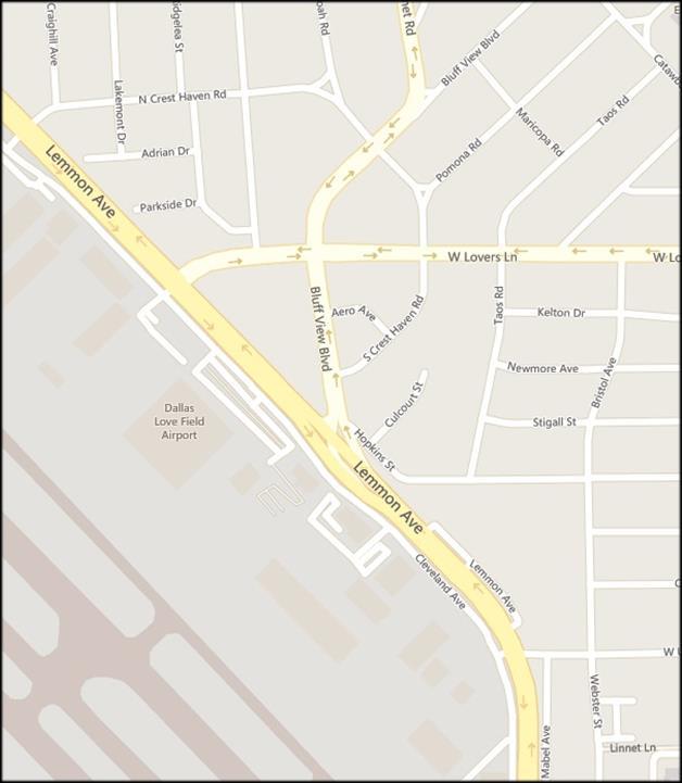 Lemmon Avenue at Bluffview Table: Project 1 Council District: 2 Lead agency: DART Source of partnership funds: DART Intersection Improvement: Coordinated with Aviation Department to revise