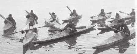 The kayaks were made by stretching animal skins over a frame of wood. As you can see many changes have been made from the first kayaks.