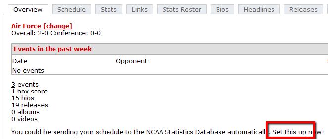 Instructions for Entering Schedules Page No. 5 NCAA STATISTICS & SCHEDULE INTEGRATION INSTRUCTIONS Log in to your website, or prestosports.