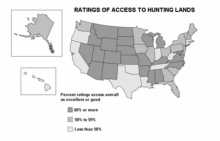 Issues Related To Hunting Access in the United States: Final Report 157 Figure 2.109. Map of ratings of access to hunting lands by state.