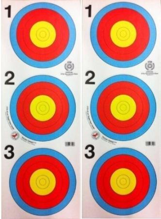 A B A B or C D C D Now, for 1 or 2 archers on a Target, for a FITA Indoor, the set up can be any of the following, but there must be 2 faces on the butt. Archers shoot as A and C, or just A.