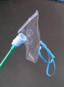 III) Simple face mask (variable flow) DEVICE DESCRIPTION Mask has a soft plastic face piece, vent holes are provided to allow air to escape. Maximum 50%-60% at 15ltrs/minute flow.