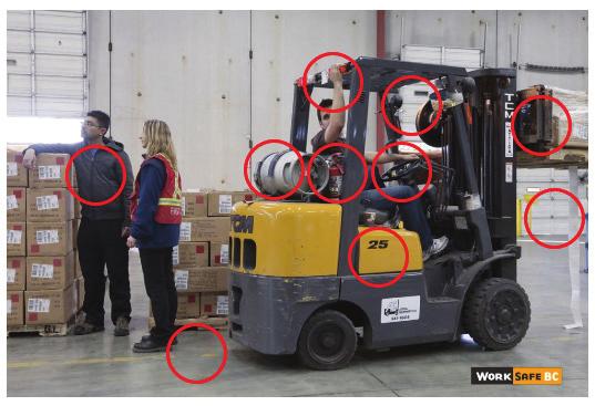 Figure 16: Retail Photo with Hazards [2012] WorkSafeBC. Forklift is on the pedestrian pathway.