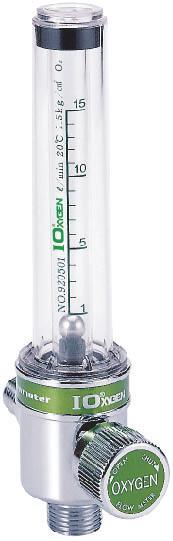 801 Style Medical Flow Meter with Puritan male Features Precision engineered pressure compensated design accurately measures flow from 0 to 10 LPM or 0 to 15 LPM.