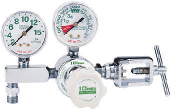 106RM-15LM Single Stage Flow Gauge Regulator Features: Maximum Inlet pressure 3000psi (210 bar). Neoprene diaphragm with internal safety valve protects against over pressurization.