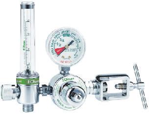 106RM-15FL Single Stage Flow Meter Regulator Features: Maximum inlet pressure 3000psi (210 bar). Neoprene diaphragm with internal safety valve protects against over pressurization.