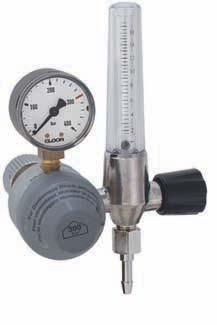 Art. 6914 Pressure regulator with fitted flowmeter with fine regulation spindle (serves at the same time as shut-off valve) and safety valve. Accuracy of measurement of flowmeter +/-10%.