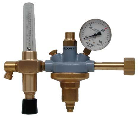 Pressure Regulators with Flow Indication Art. 5150 Pressure regulator with contents gauge and with built-on flowmeter. Integral safety valve and shut-off valve on flowmeter.
