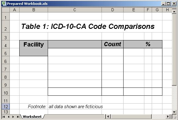 The Ingredients: Excel Prepared Workbook Data Area TASS