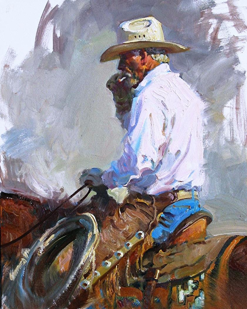 Xiang Zhang Simple Pleasure, oil, 20 x 16 I met this cowboy at my friend s ranch. He was about 70 years old and looked so handsome on horseback.