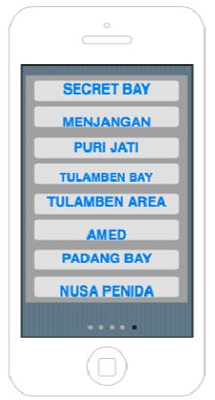 214 4.5 Search For Diving Locations The diving location info page is used to display diving location information on the island of Bali.