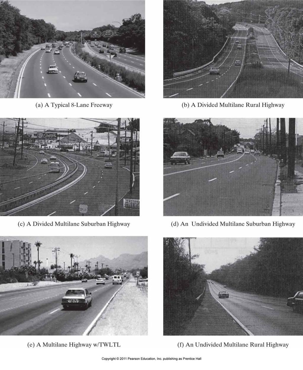 Figure 14.1 Typical Freeway and Multilane Highway Alignments (Sources: Photo (a) courtesy of J.