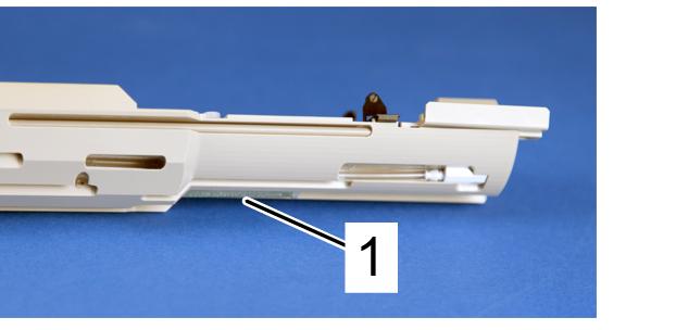 5: Blue lever (1) fixed in down position. Figure 4.6: The lifting arm (1) counter-suck in the Animal Bed. Figure 4.7: Blue lever (1) in up position. Figure 4.8: The lifting arm (1) is pushed out and the Animal Bed is lifted towards the Coilhead.