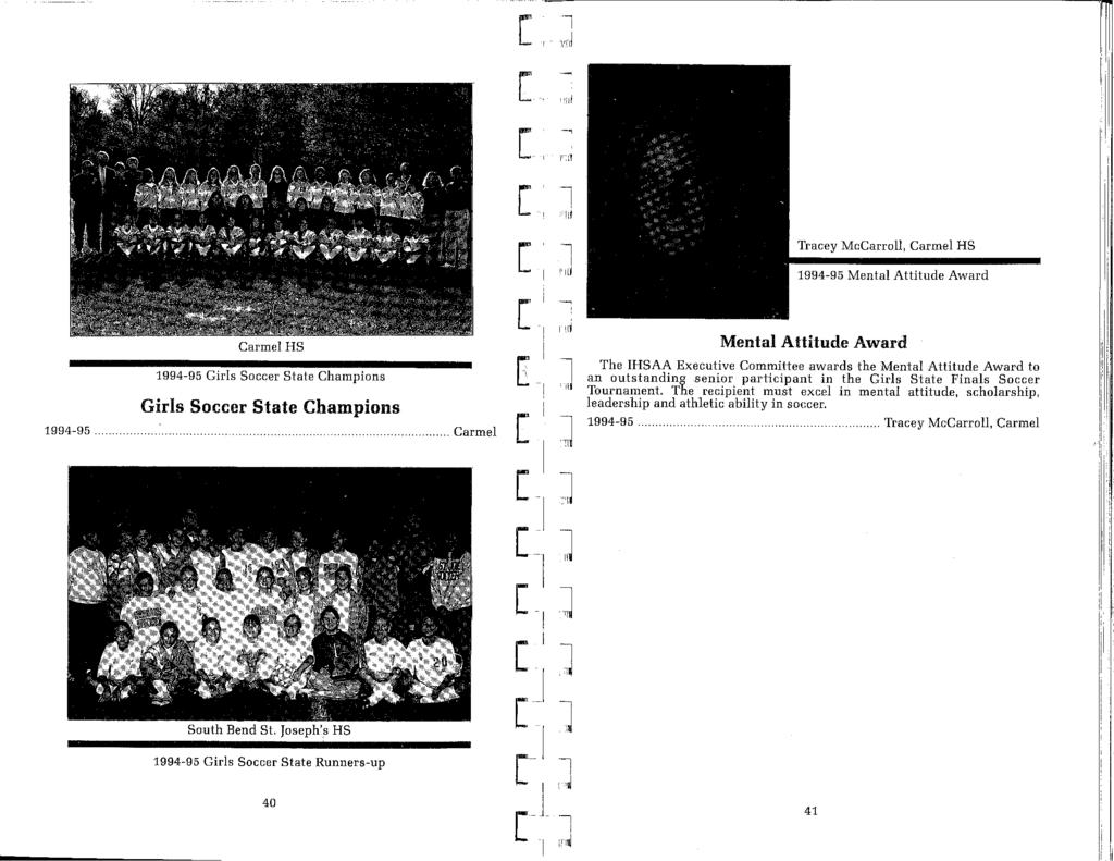 Carmel HS 1994-95 Girls Soccer State Champions Girls Soccer State Champions 1994-95.... Carmel r::1 -,!