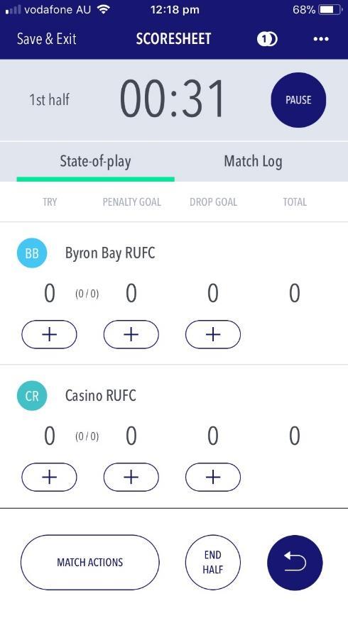 Scores Choose either Live (real-time) or Final Scores NOTE: If choosing Final Scores you will only be able to enter/ confirm the match
