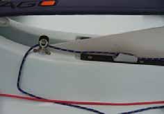 The luff of the sail is rigged by taking the reefing line from the starboard side of