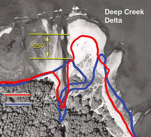 Deep Creek delta from 1957 to 1997. Figure J.3.