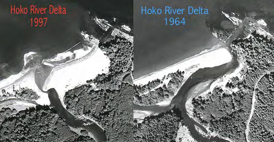 Figure J.6. Comparison of the Hoko River mouth from 1964 to 1997 (aerial photographs from DNR).