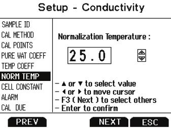 Note: this option does not apply to Salinity mode. For more information, see Section 20 Calculating Temperature Coefficients.