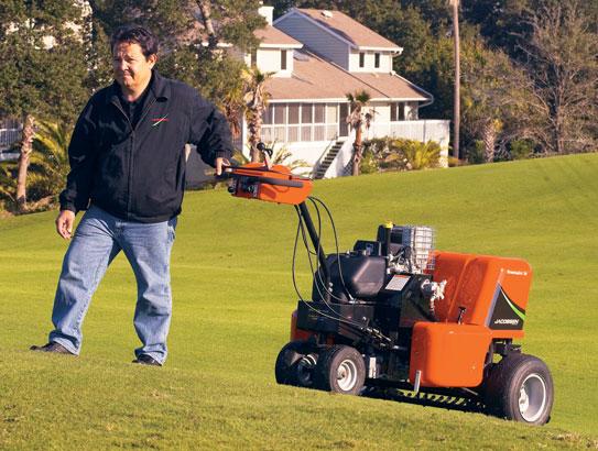 With the new Jacobsen quad tine holder, you can remove 11.9% of material in two passes.