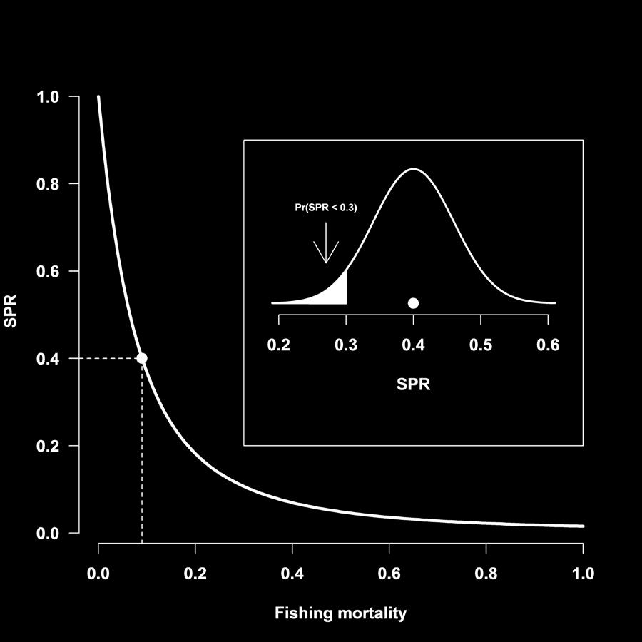 Figure 2.1. Spawning potential ratio (SPR) with respect to fishing mortality rate (year -1 ).