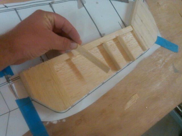 Glue the center section sheeting down the middle of the leading edge block and glue your root and tip elevator blocks.