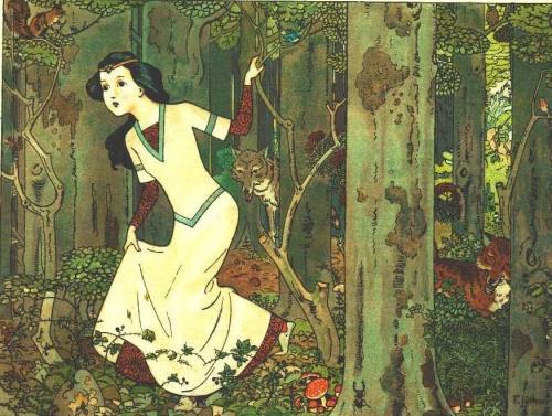 About Snow White Book cover of Grimm s Fairy Tales, 1812 edition Photo of Marguerite Clark as Snow White in the 1912 Winthrop Ames Broadway play Illustration by Franz Jüttner (1905-1910) Snow White