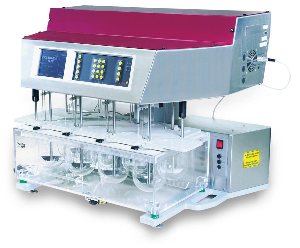 6 PHARMA TEST DISSLOUTION TESTER - PTWS 310 TOP PERFORMANCE AT SENSIBLE PRICE PTWS PT-DT 310 70 The Trend 6+1 Setting Vessels dissolution bath design The PTWS 310 combines a compact design with
