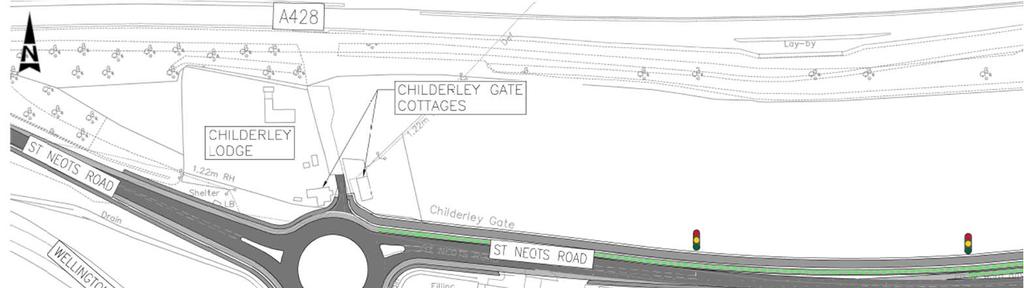 5.3.7 Proposal 4 - Dedicated bus lane around the roundabout circulatory The proposal would provide a dedicated bus lane around the existing Bourn roundabout circulatory with a signalised bus