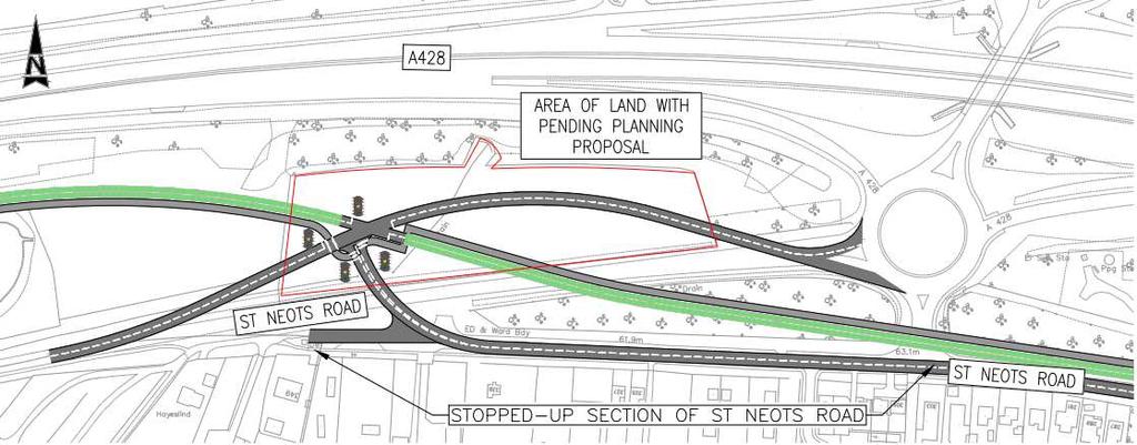 8.3.4 Proposal 4 - Provision of a burst-through bus junction on St Neots Road combined with a new junction with reopened stopped-up St Neots Road The proposal would remove the southern arm of the