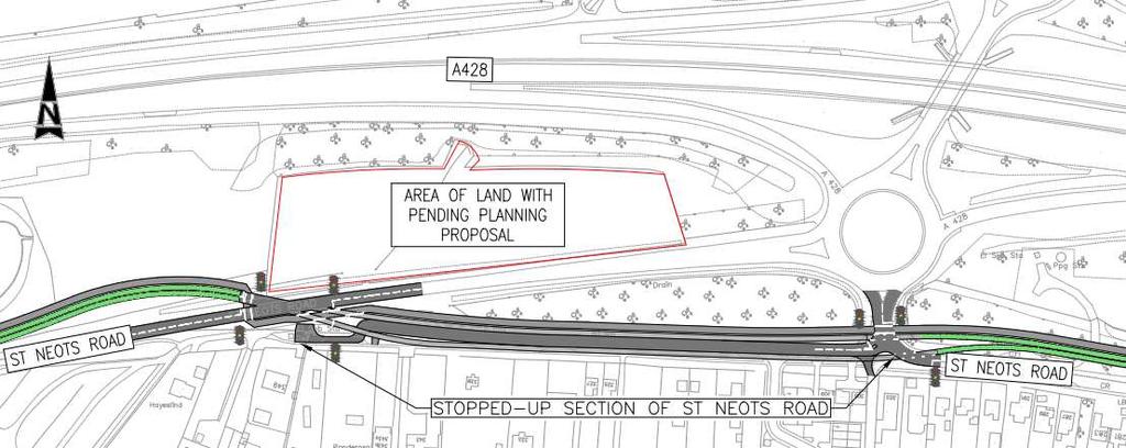 8.3.5 Proposal 5 Provision of a burst-through on St Neots Road, busway either side of stopped up section of St Neots Road The proposal would provide a burst-through on the west section of St Neots
