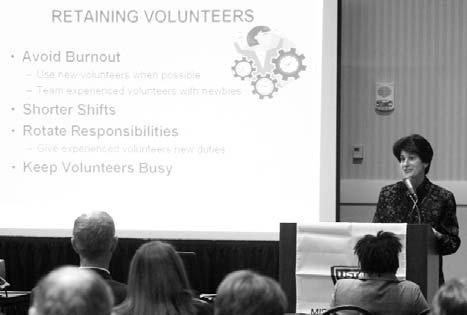 ), Missouri Valley Volunteer Committee Chair, discusses volunteerism at the Missouri Valley Annual Conference.
