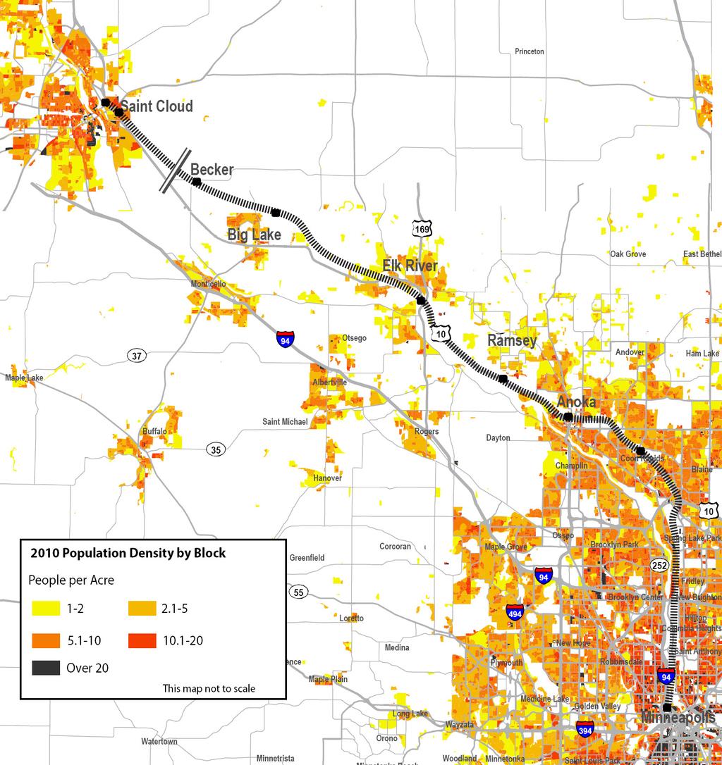 Cloud to Minneapolis route examined the ridership potential in the case that the Northstar rail line