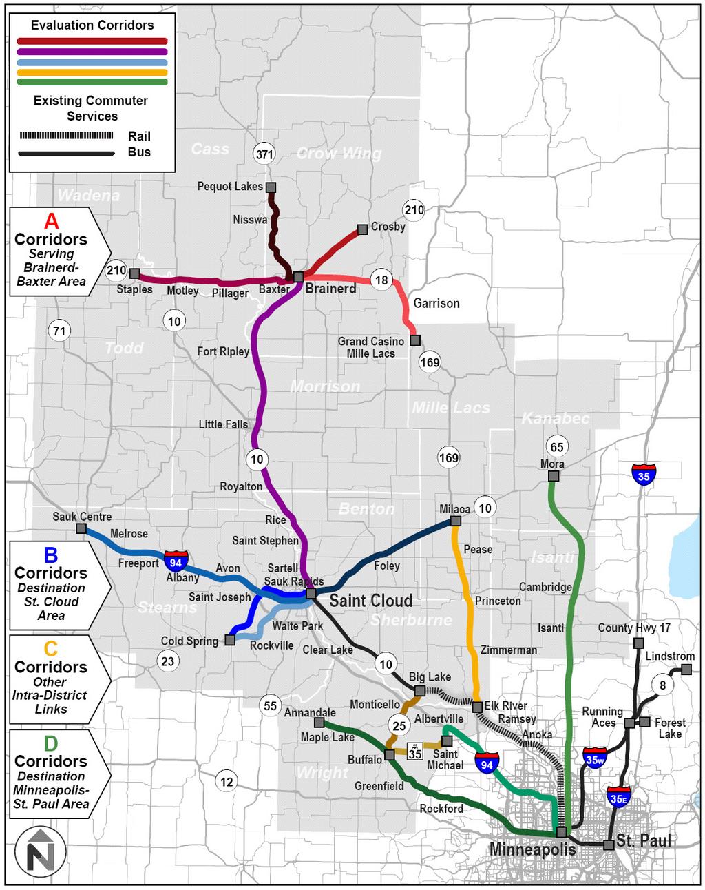 Figure 9-1 Preliminary Corridors for Transit Service