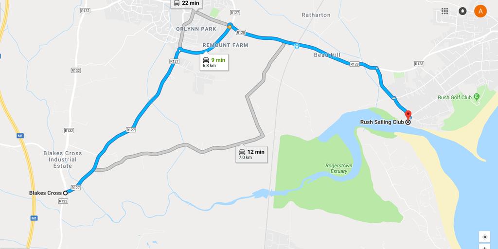 Directions to the Club: Approaching south bound from the M1 motorway: At junction 4, use the left 2 lanes to take the R132 exit towards Rush/Skerries/Donabate. Keep right at the fork.