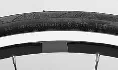 The ar pressure recommended by the manufacturer s gven on the sde of the tyre or on the type label.